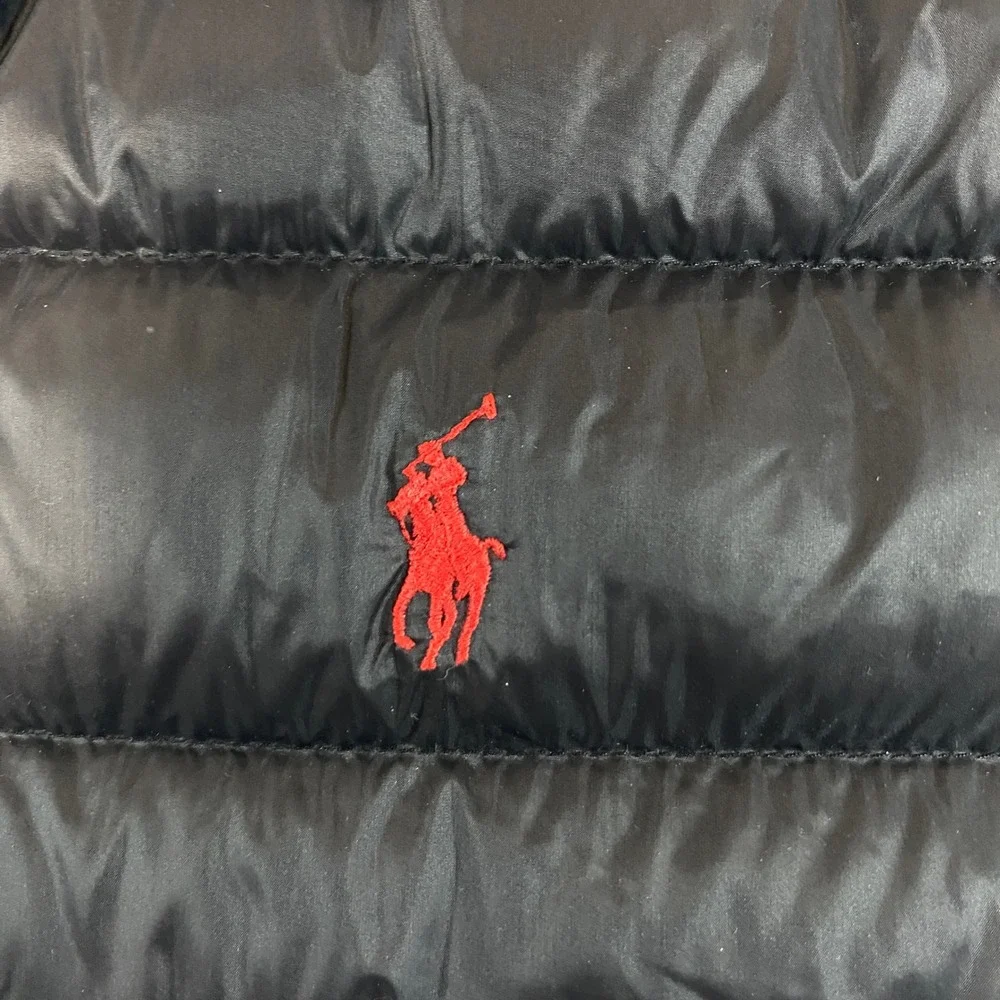 Polo Ralph Lauren Goose Down Puffer Vest Full Zip Quilted Black Pony Men Size XL
